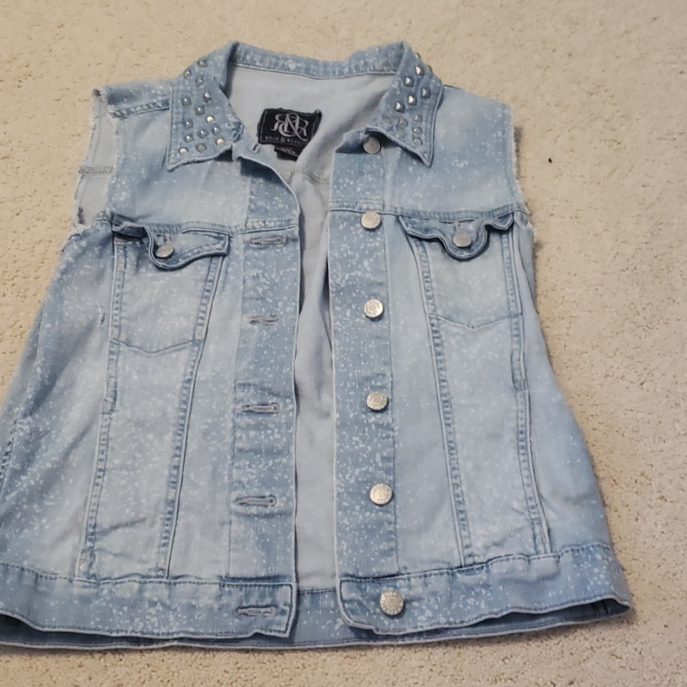 Jean Splatter Paint Studded Vest